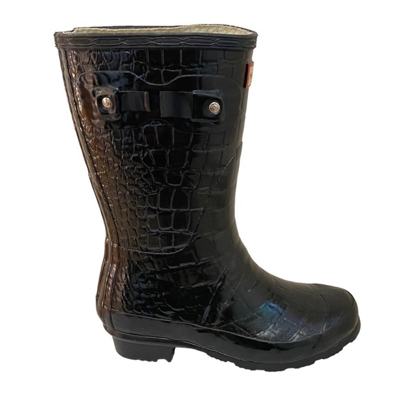 Hunter Orginal Tall Croc Black Rain Boots  Size 5 - Picture 1 of 8